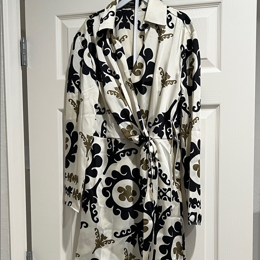 Mango Black and Cream Floral Dress